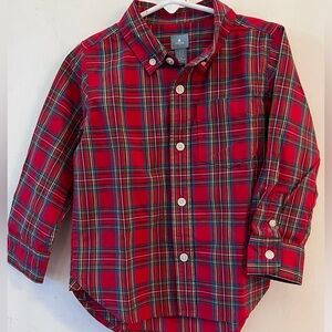 Baby Gap Red Tartan Button Down Shirt- size 3Y